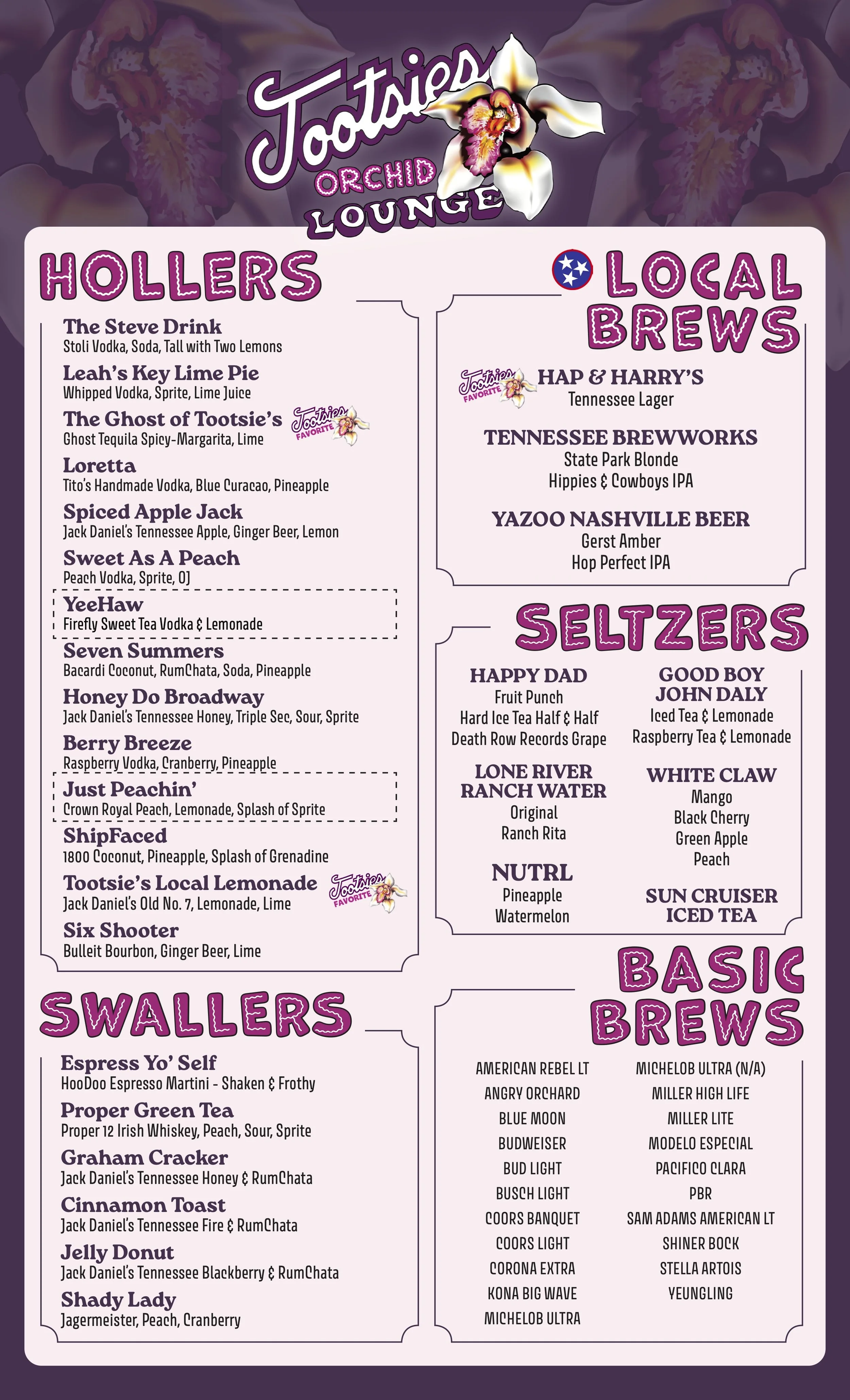 Menu — Tootsie's